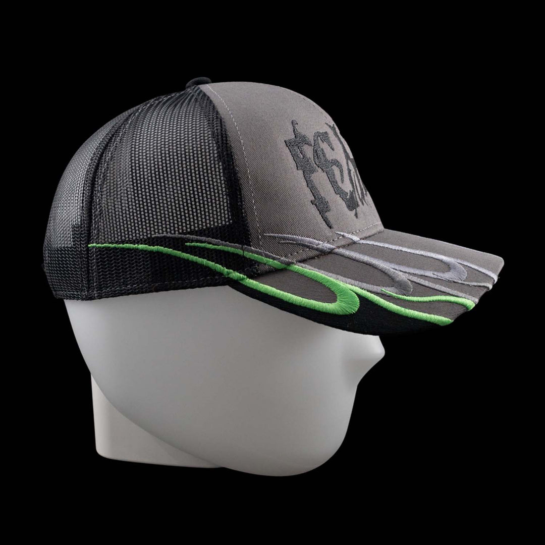 Ray Gun Hat - Gray / Green Hats Personal Fears Personal Fears Ray Gun Hat | Gray / Green Tribal Flame Hat | Personal Fears