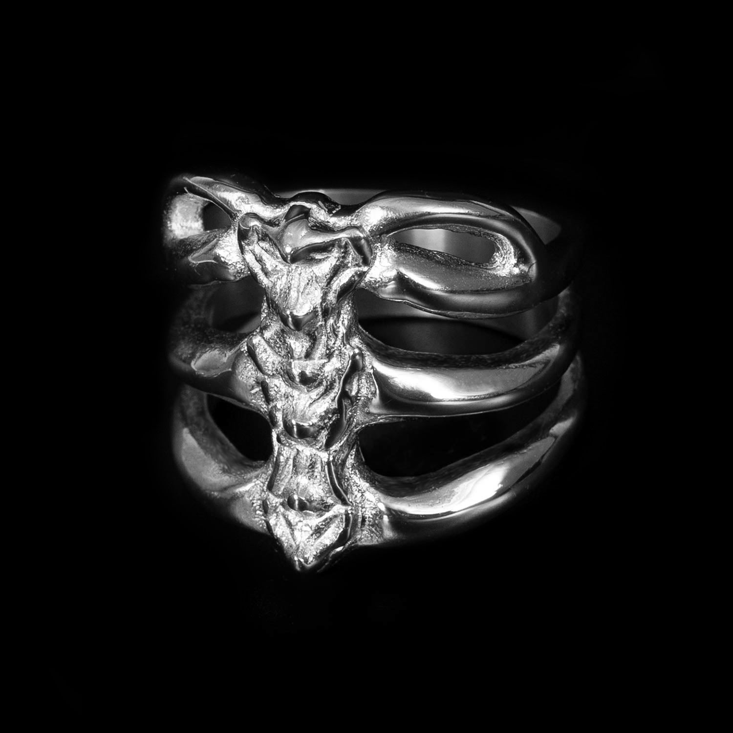 Personal Fears Ribcage Ring in stainless steel