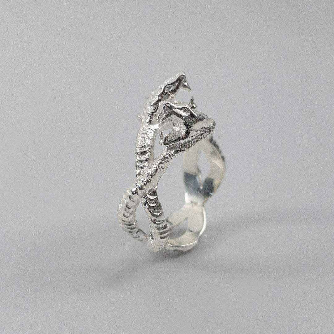 Two snakes fighting ring - FEARS 925 by Personal Fears - Sterling silver ring