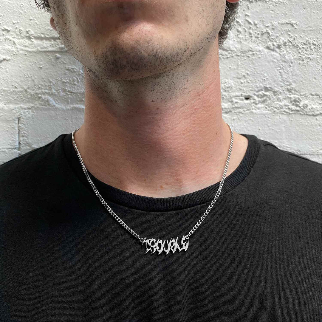 Trouble Nameplate Chain on Body.